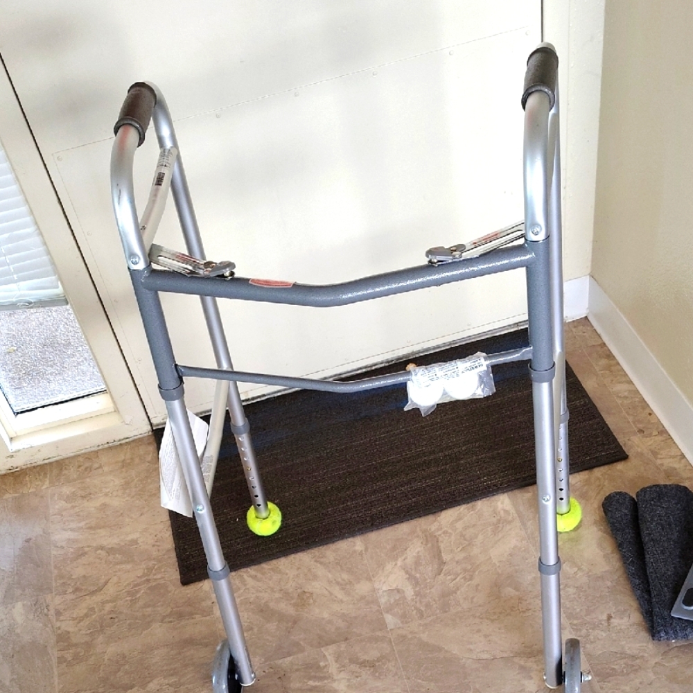 Guardian 2-Button Folding Walker with 5-inch Wheels for Senior